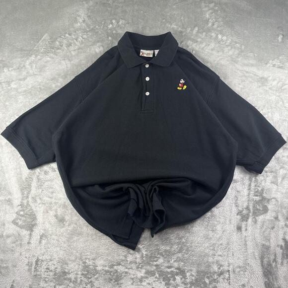 Disney Other - Vintage Navy Blur Disney Mickey Mouse Button-Up Collared Shirt Size 2XL